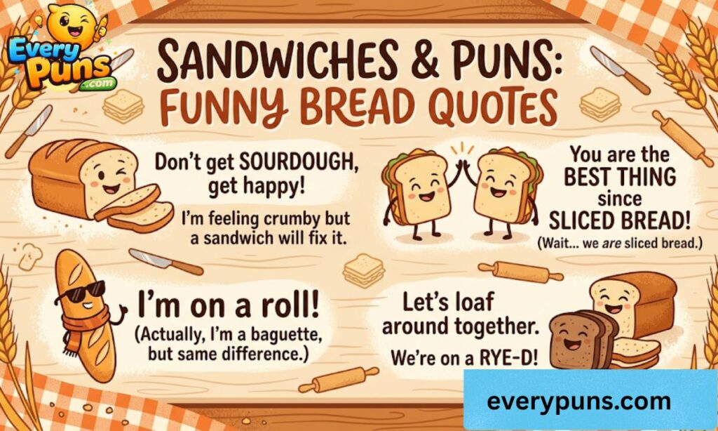 Sandwiches and Puns Funny Bread Quotes